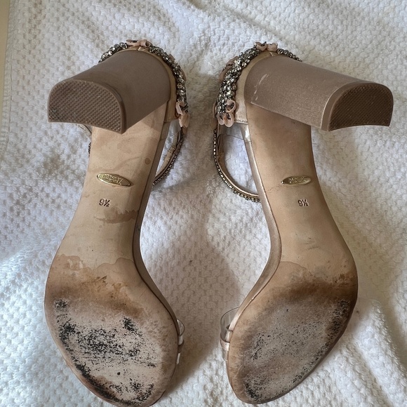 Gorgeous Blush and Jeweled Badgley Mischka Fernanda Heeled Sandals - Sz 9.5 - Picture 4 of 5